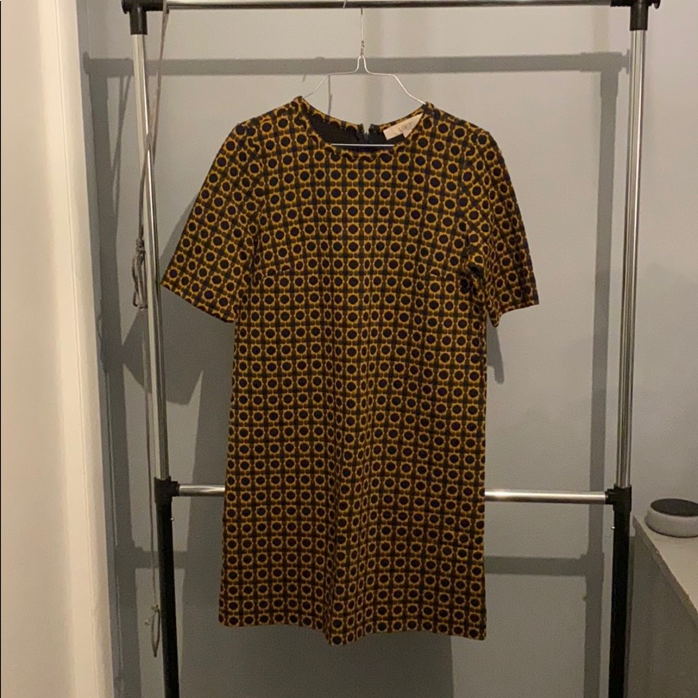 Loft Mustard and Navy Shift Dress